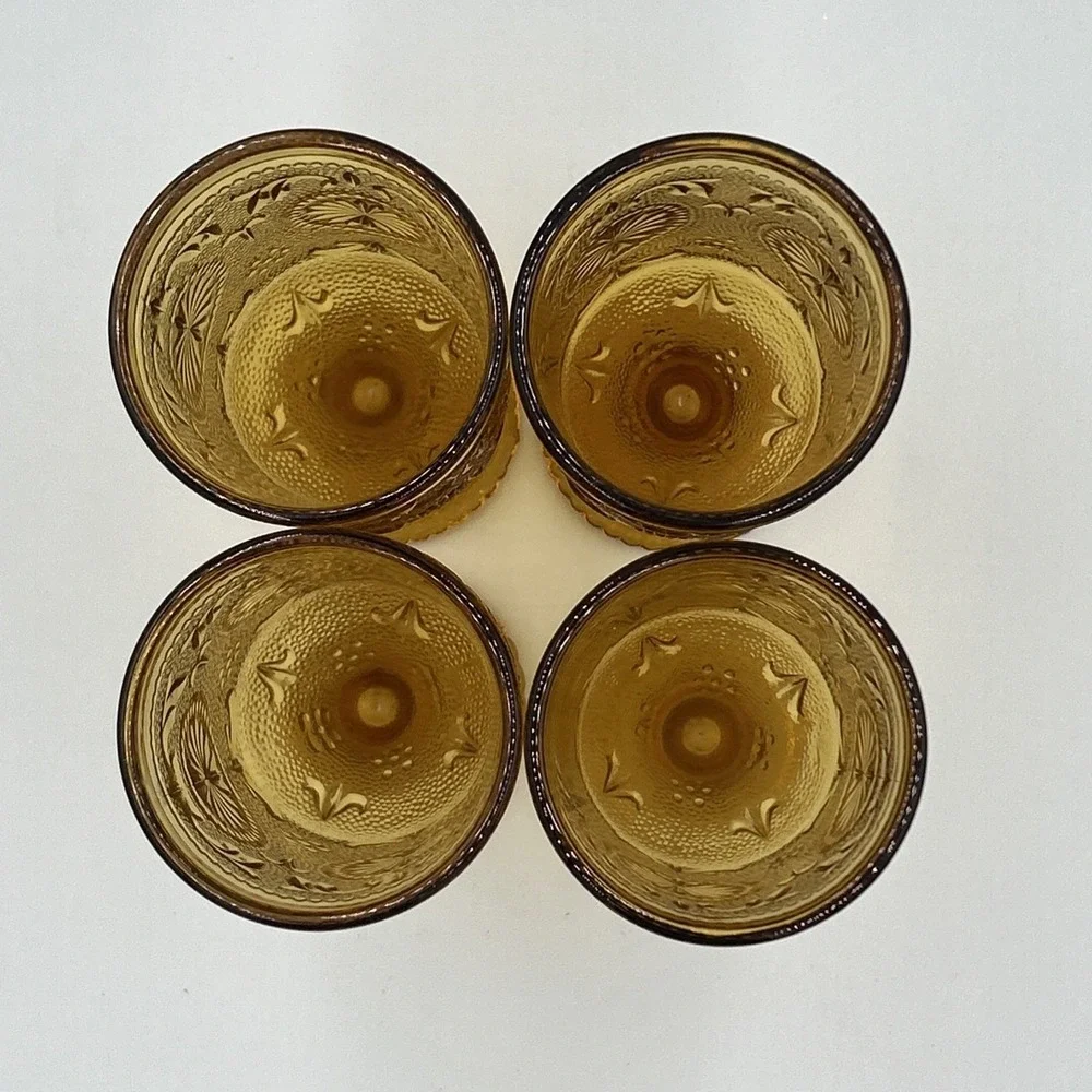 4‎ Tiara Brockway Concord Daisy Sandwich Amber Indiana Glass 6.25